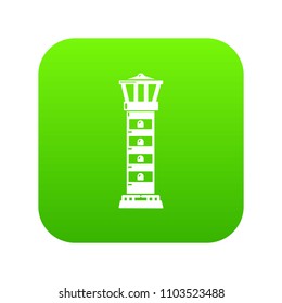 Coast beacon icon green vector isolated on white background
