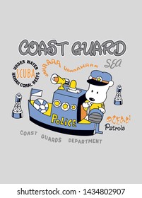 coast cartoon dog police design print