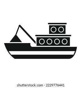 Icono de barco de pescado costero simple vector. Buque marino. Pesca marina