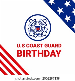 Coast Guard birthday.Design with american flag and patriotic stars, card, banner, background design