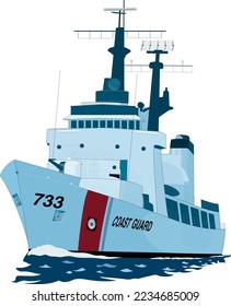 Coast Guard Cutter Vector Illustration