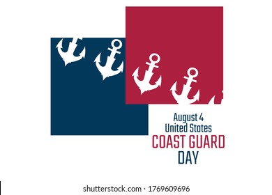 Coast Guard Day. August 4. Holiday concept. Template for background, banner, card, poster with text inscription. Vector EPS10 illustration
