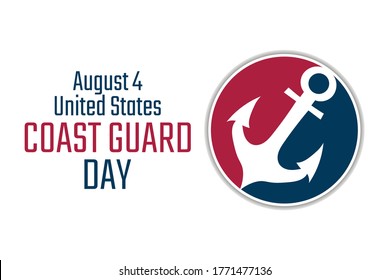 Coast Guard Day. August 4. Holiday concept. Template for background, banner, card, poster with text inscription. Vector EPS10 illustration