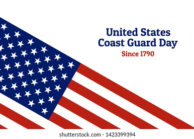 Coast Guard Day holiday background with national flag of the United States of America. Annual celebrated every August 4. For banner, card, poster