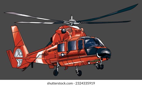 Coast Guard Dolphin Helicopter Vector illustration