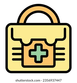 Vector de contorno de icono del kit de primeros auxilios de la guardia costera. Transporte de agua. Color del bote de emergencia