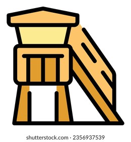 Coast guard house icon outline vector. Water lifeboat. Sea rescue color flat