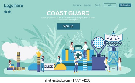 Coast guard instruments concept flyer, web banner, ui header, enter site. Grain texture and noise effect. Instruments flyer, magazines, poster, book cover, banners.