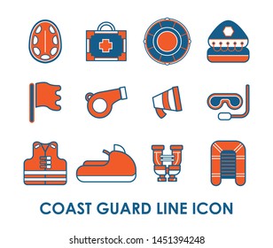 Coast guard line icon style with color