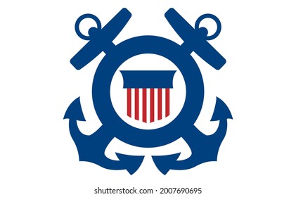 Coast guard poster. Symbol of coast guard on white background. Vector illustration.