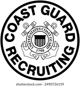 COAST GUARD RECRUITING BADGE VECTOR FILE Blank,outline vector,SVG Badge, DXF, CNC Router File, Laser Engraving, Cricut, Ezcad, Digital Cutting File for laser cutting