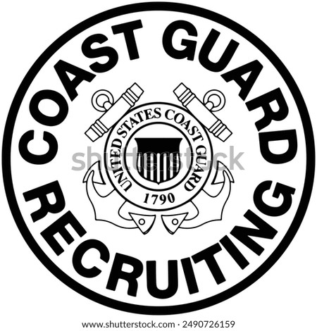 COAST GUARD RECRUITING BADGE VECTOR FILE Blank,outline vector,SVG Badge, DXF, CNC Router File, Laser Engraving, Cricut, Ezcad, Digital Cutting File for laser cutting