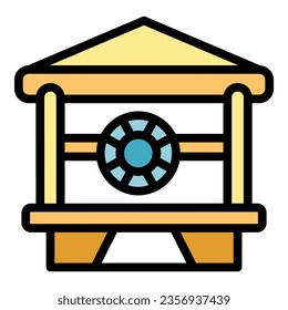 Coast guard team icon outline vector. Emergency boat. Sea ship color flat
