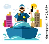 Coast guard Vector. Flat style colorful Cartoon illustration.