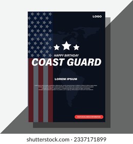 coast guard vector flyer background design with dark blue theme