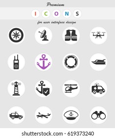 coast guard vector icons for user interface design