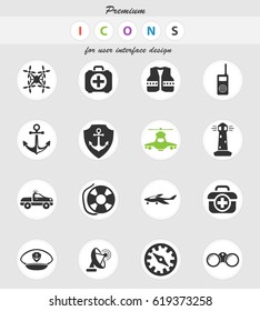 coast guard vector icons for user interface design