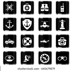 coast guard vector icons for user interface design