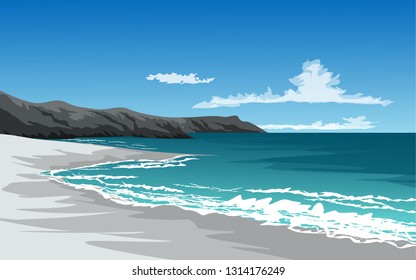 coast with high cliff and blue sky 