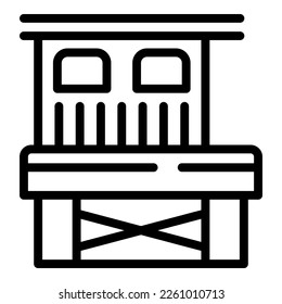 Coast house icon outline vector. Sea rescue. Ship water