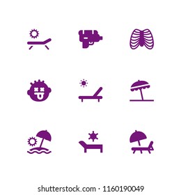 coast icon. 9 coast set with summer, dead, sunbed and sun umbrella vector icons for web and mobile app
