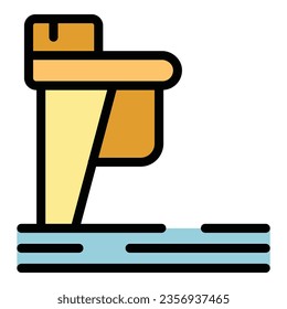 Coast icon outline vector. Emergency guard. Sea ship color flat