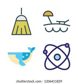 coast icon set. vector set about atomic, beach, broom and whale icons set.