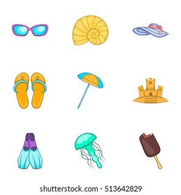 Coast icons set. Cartoon illustration of 9 coast vector icons for web