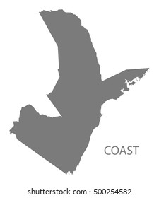 Coast Kenya Map grey