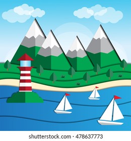 Coast. Landscape. Vector illustration.