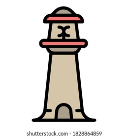 Coast lighthouse icon. Outline coast lighthouse vector icon for web design isolated on white background