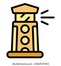 Coast lighthouse icon outline vector. Emergency guard. Sea rescue color flat