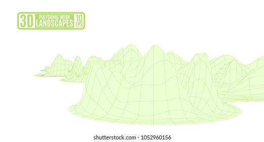coast of the lime mesh computer mountains vector illustration