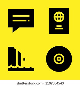 coast, passport, chat and compact disc vector icon set. Sample icons set for web and graphic design