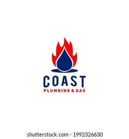 Coast Plumbing and Gas Logo Design Vector