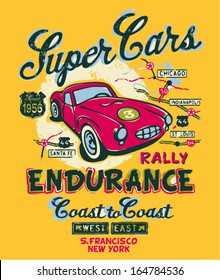 Coast to coast rally - Vector artwork for children wear in custom colors