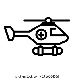 Coast rescue helicopter icon. Outline coast rescue helicopter vector icon for web design isolated on white background