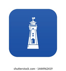 Coast tower icon blue vector isolated on white background