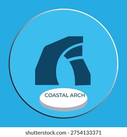 Coastal Arch Icon - Flat Vector Illustration of a Sea Cliff Formation