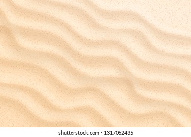 Coastal beach sand waves background. Summer vacation on seaside shore. Sandy dunes, tropical seashore landscape. Desert surface. Ocean coast backdrop. Vector illustration.
