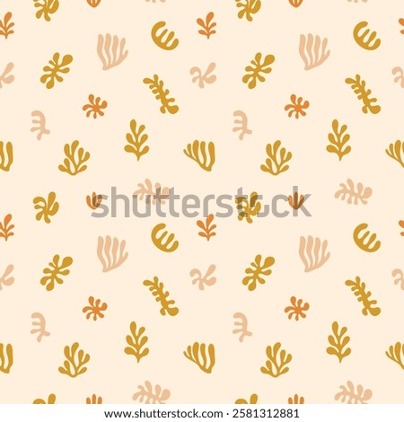 Coastal Boho Wave Pattern. Sea Coral Shape Background. Abstract Seashell Texture Ornament. Underwater Vector Seamless Pattern. Organic Summer Ocean Print for Textile, Wrapping Paper. Tropical Bg.