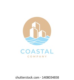 coastal with building logo design