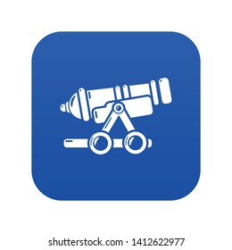 Coastal cannon icon blue vector isolated on white background