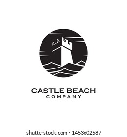 coastal with castle logo design template.Vector