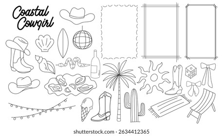 Coastal cowgirl hand drawn vector