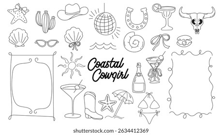 Coastal cowgirl hand drawn vector