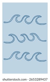 Coastal cowgirl vector illustration, line art featuring intricate wave patterns and nautical elements showcasing a blend of western  
