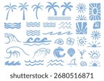 coastal doodle set for poster, tshirt, or other uses