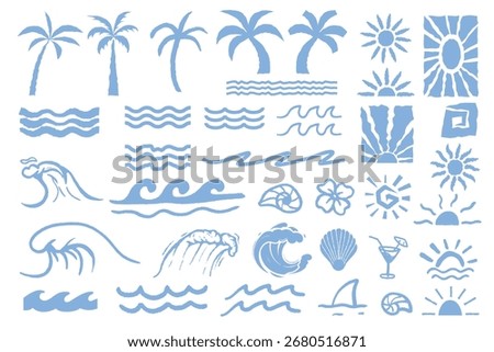 coastal doodle set for poster, tshirt, or other uses