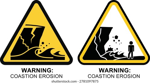 Coastal erosion warning signs vector